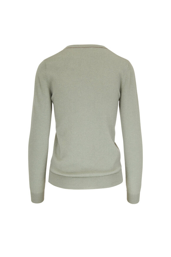 Brunello Cucinelli - Apple Green Cashmere Basic V-Neck Sweater