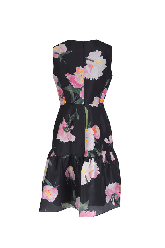 Carolina Herrera - Black Multi Sleeveless Gathered Dress 