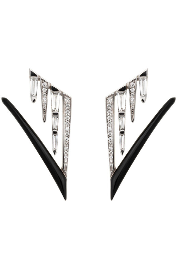 Nikos Koulis White Gold & Enamel Diamond Fringe Earrings