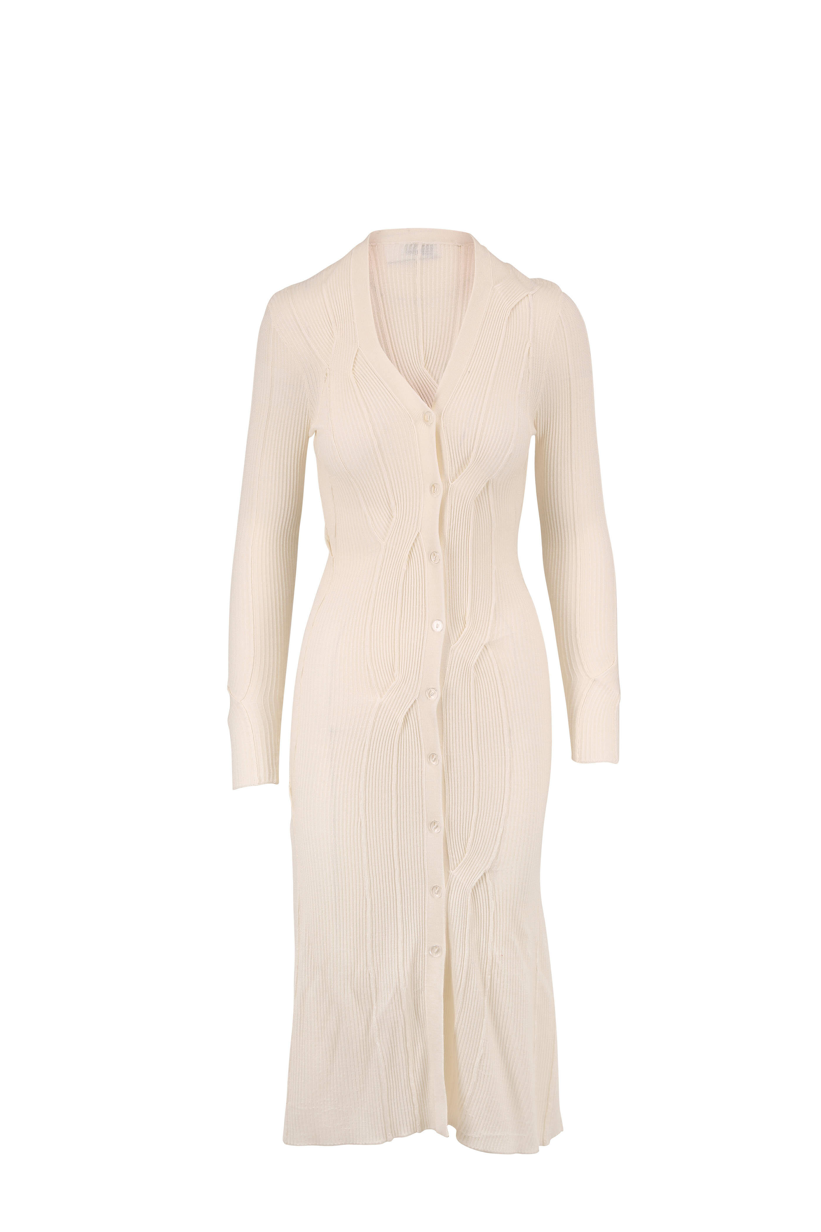 Rosetta Getty - Ivory Reverse Cable Knit Long Cardigan