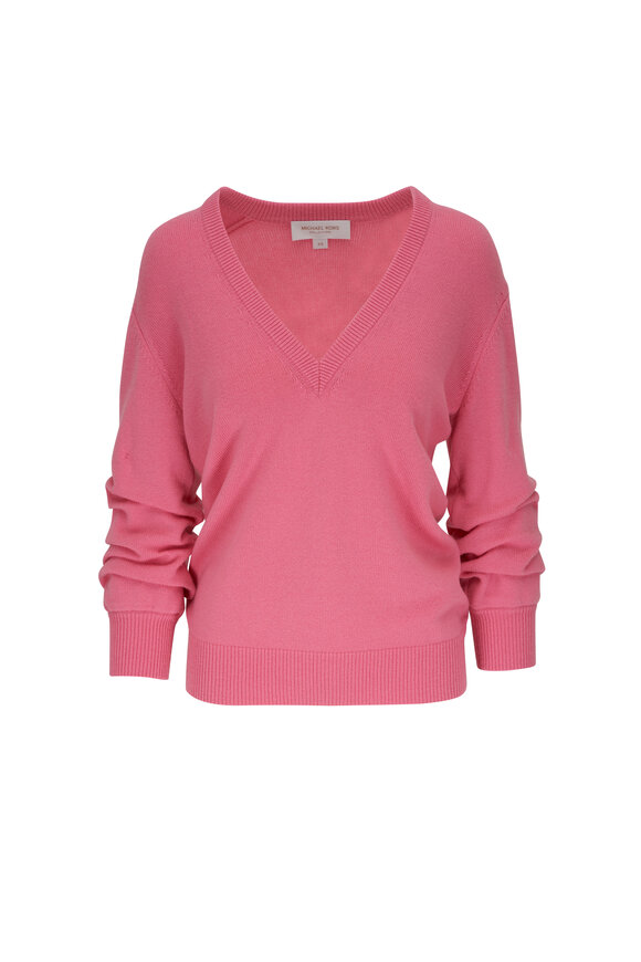 Michael Kors Collection Geranium Cashmere Crushed Sleeve Sweater