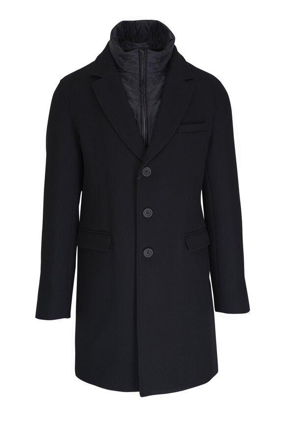 Herno Black Single Breasted Topcoat 