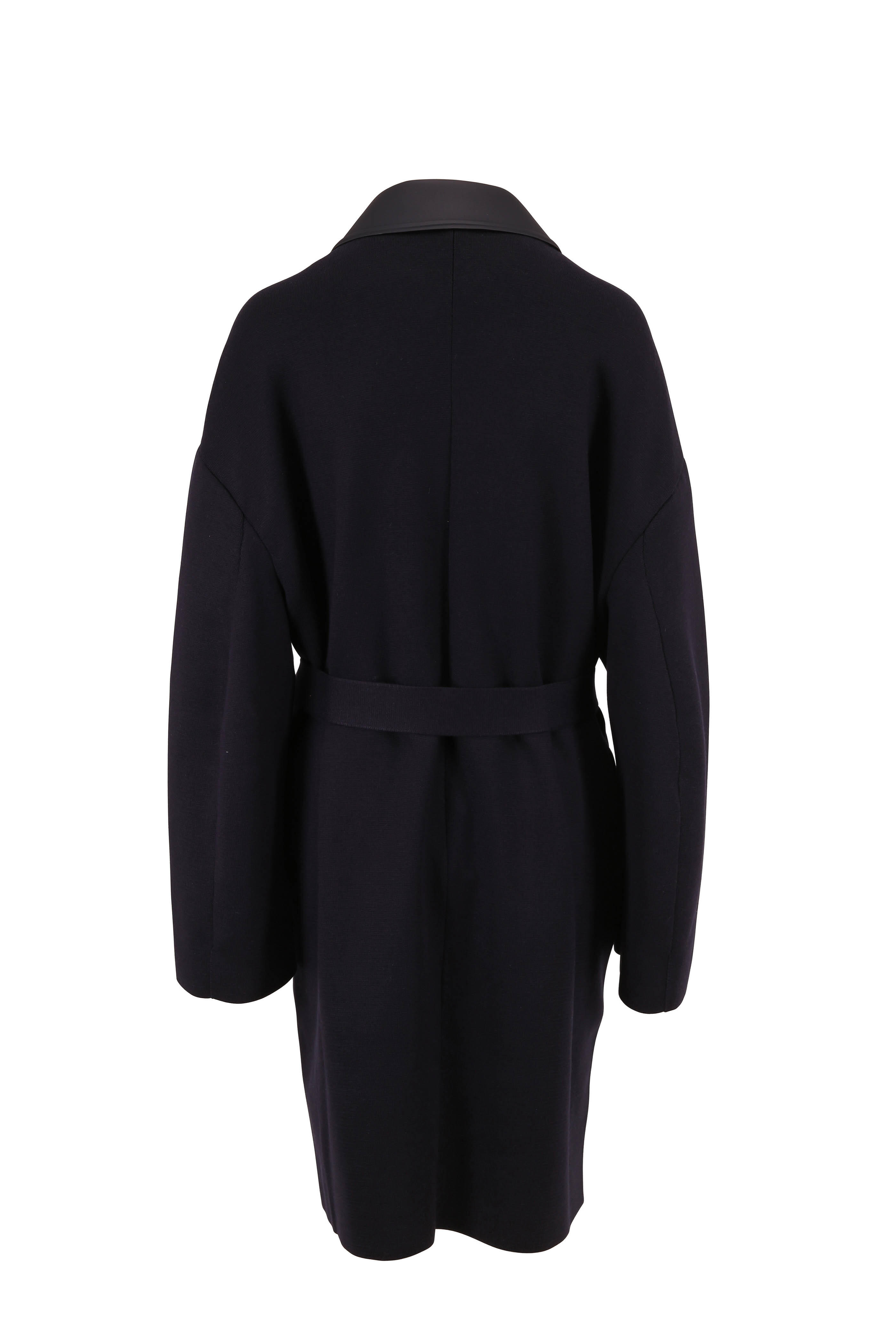 Loro Piana - Navy Saint-Cloud Knit Cashmere Leather Pocket Coat