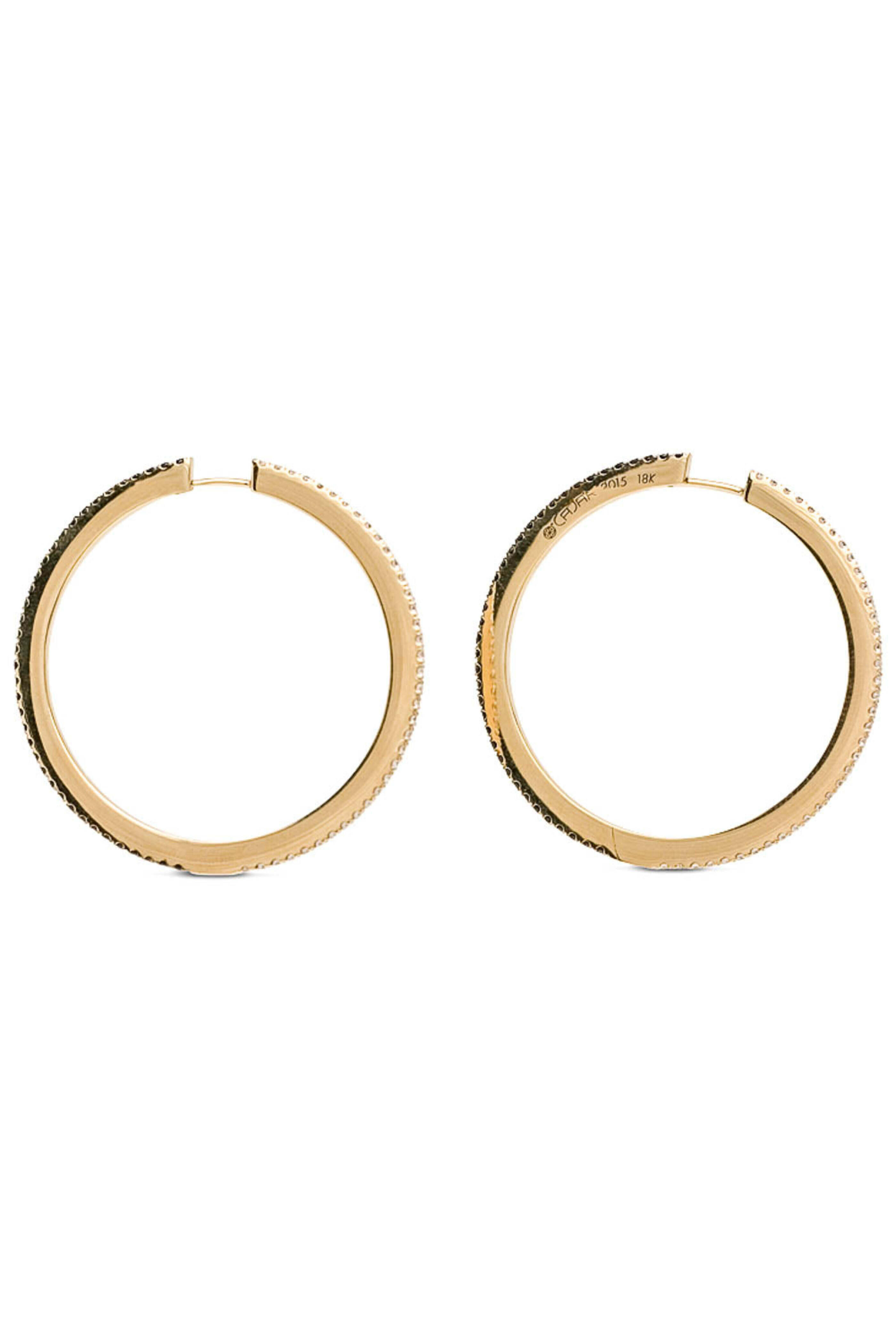 Cadar - White and Black Diamond Solo Large Hoop Earrings