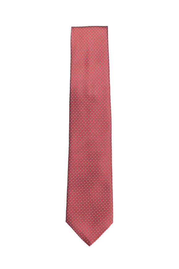 Geoff Nicholson Orange Micro Dot Silk Necktie