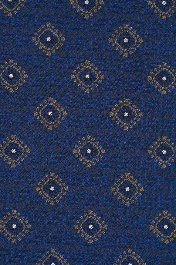 Brunello Cucinelli Blue Geometric Silk Jacquard Necktie - view 2