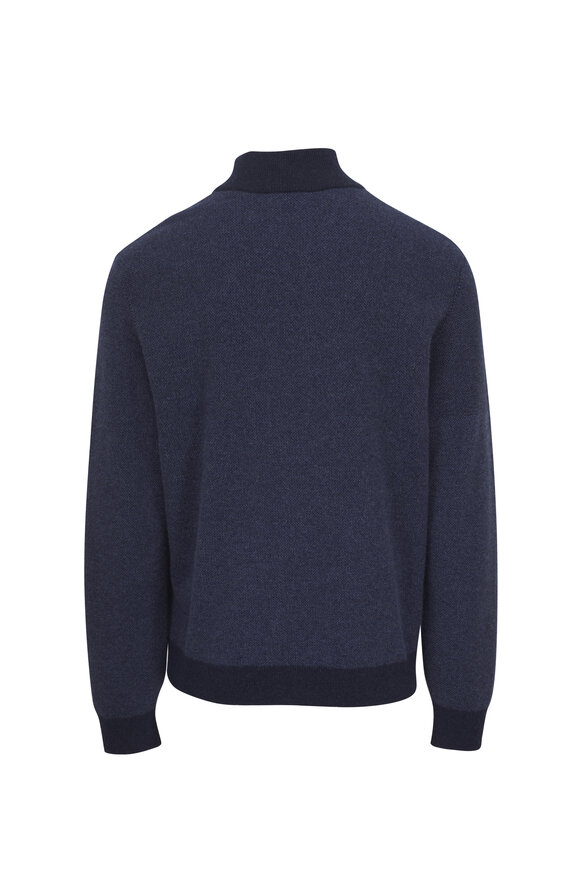 Ralph Lauren Purple Label Navy Blue Cashmere Quarter Zip Pullover - view 3