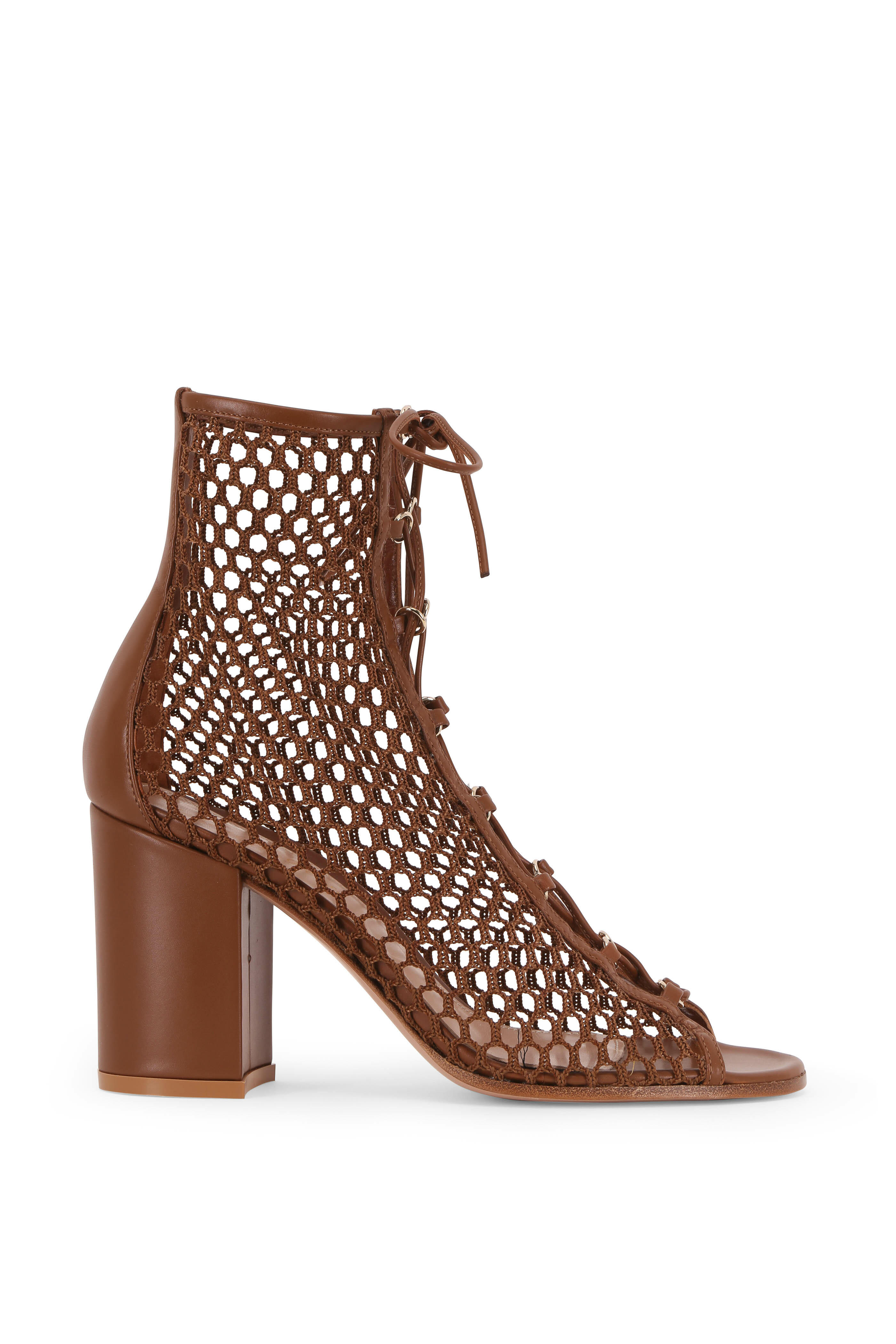 Gianvito Rossi Vigcucu Cuoio Vitello Mesh Bootie 85mm