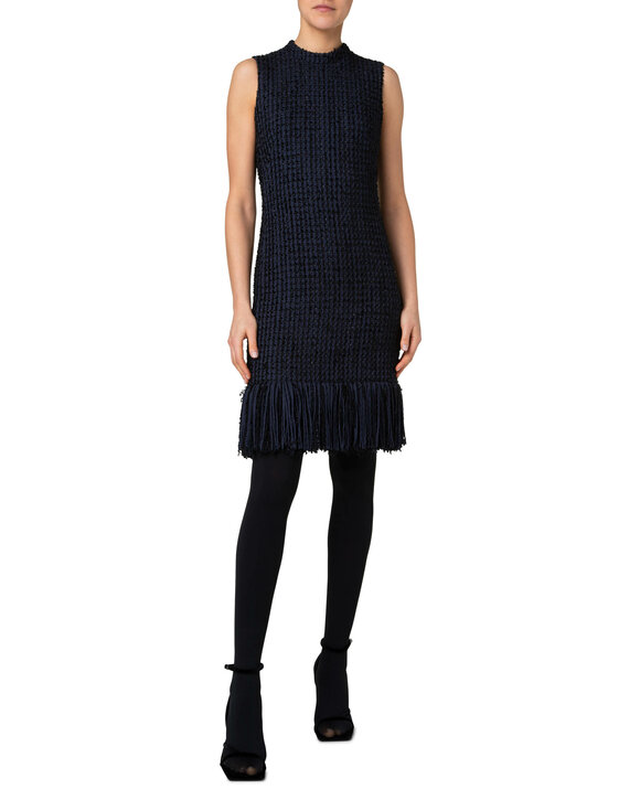 Akris Punto - Navy Blue Fringe Tweed Dress