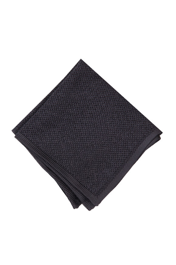 Brioni Anthracite Pochette Micro Pocket Square - view 1