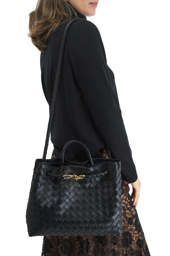 Bottega Veneta - Medium Andiamo Black Intrecciato Leather Bag