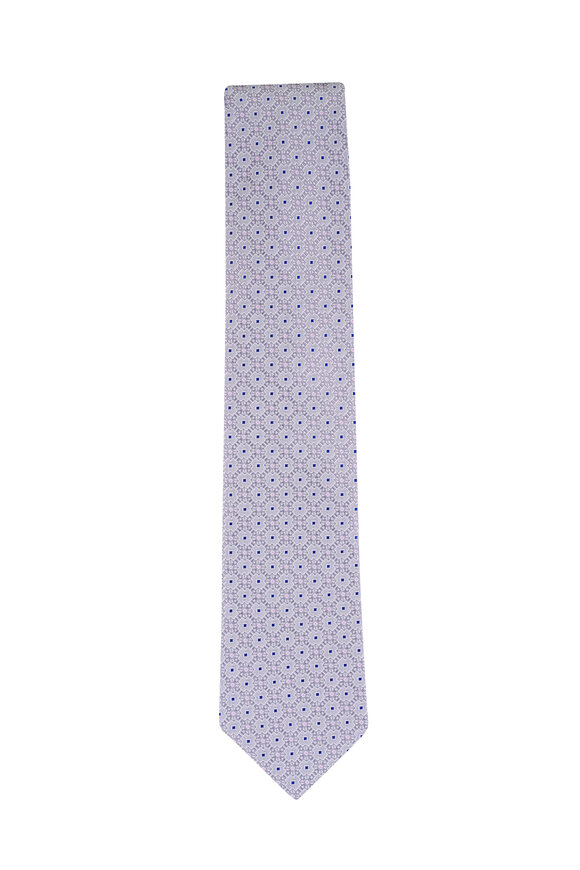 Eton Mid Gray Medallion Woven Silk Necktie - view 1