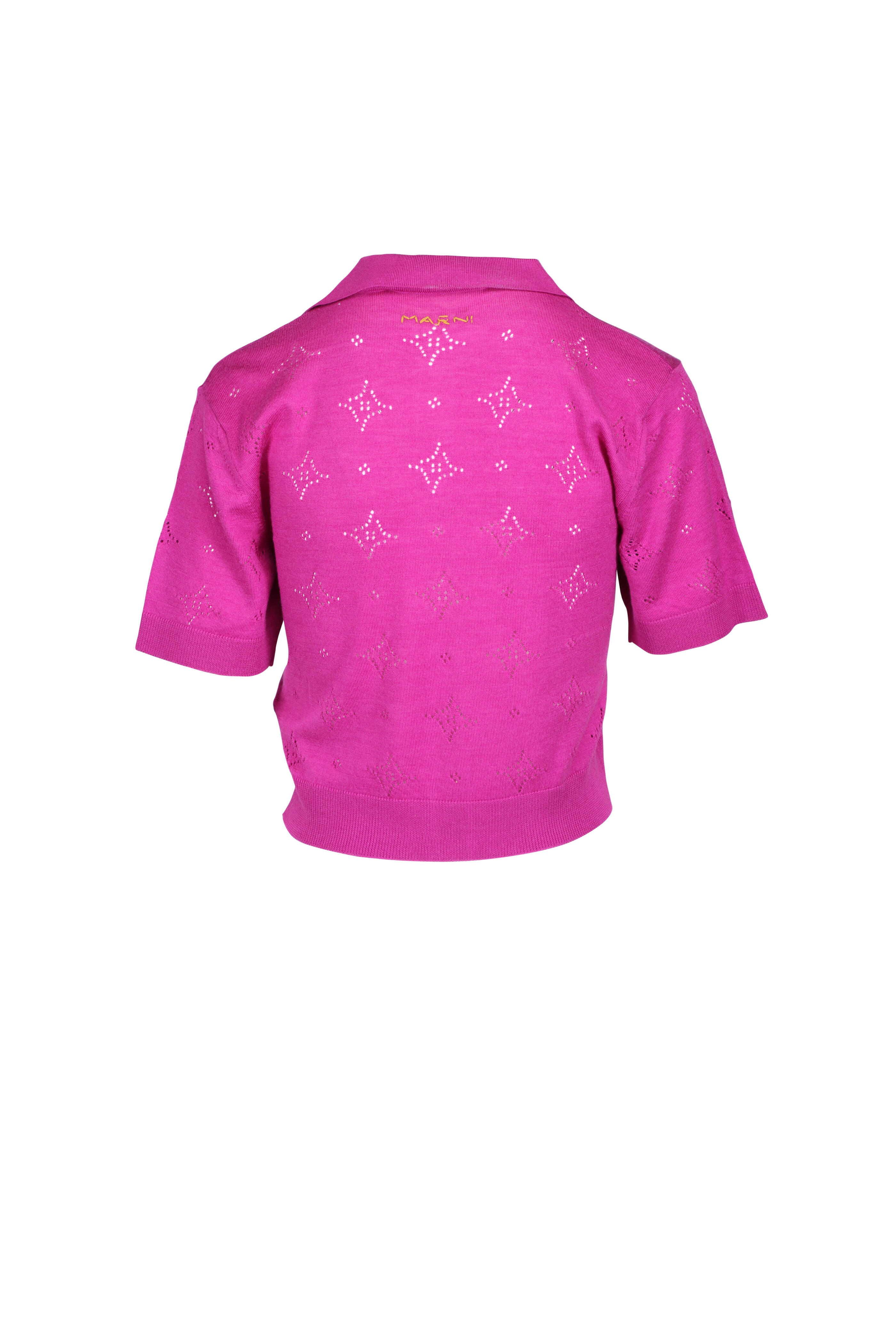 Marni - Relaxed Fuchsia Openwork Knit Sweater