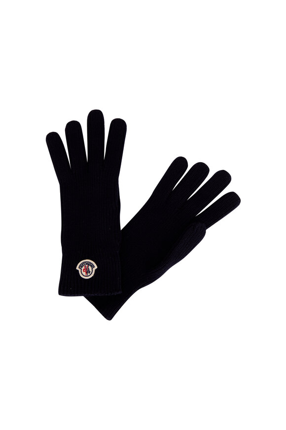 Moncler Navy Logo Wool Gloves