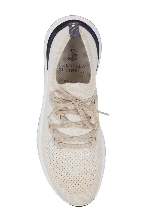 Brunello Cucinelli - Beige Mélange Cotton Knit Sneaker