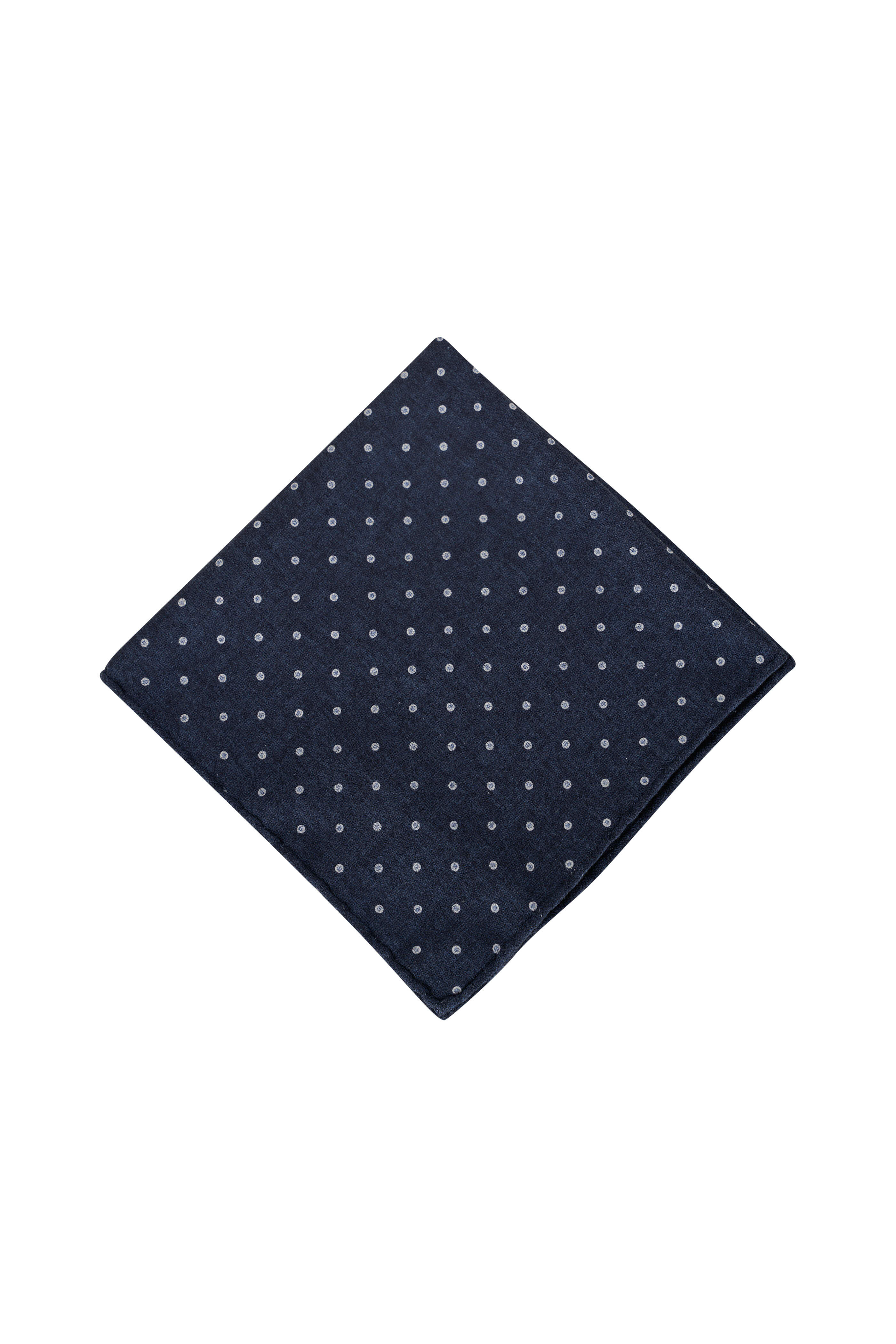 BRUNELLO CUCINELLI White Brown Polka Dot Linen Pocket Square main image 0