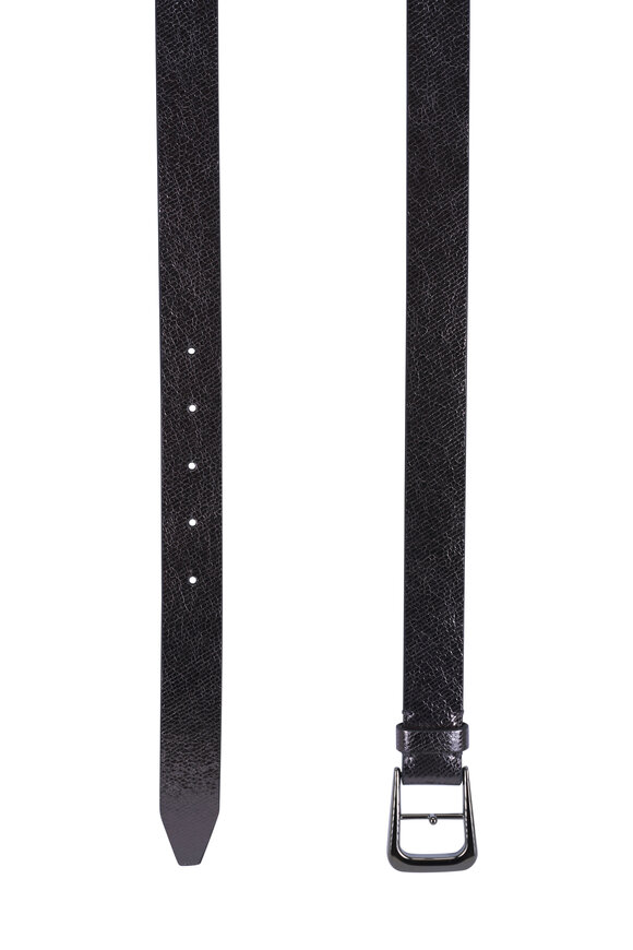 Brunello Cucinelli Silver Shiny Embossed Leather Belt - view 6