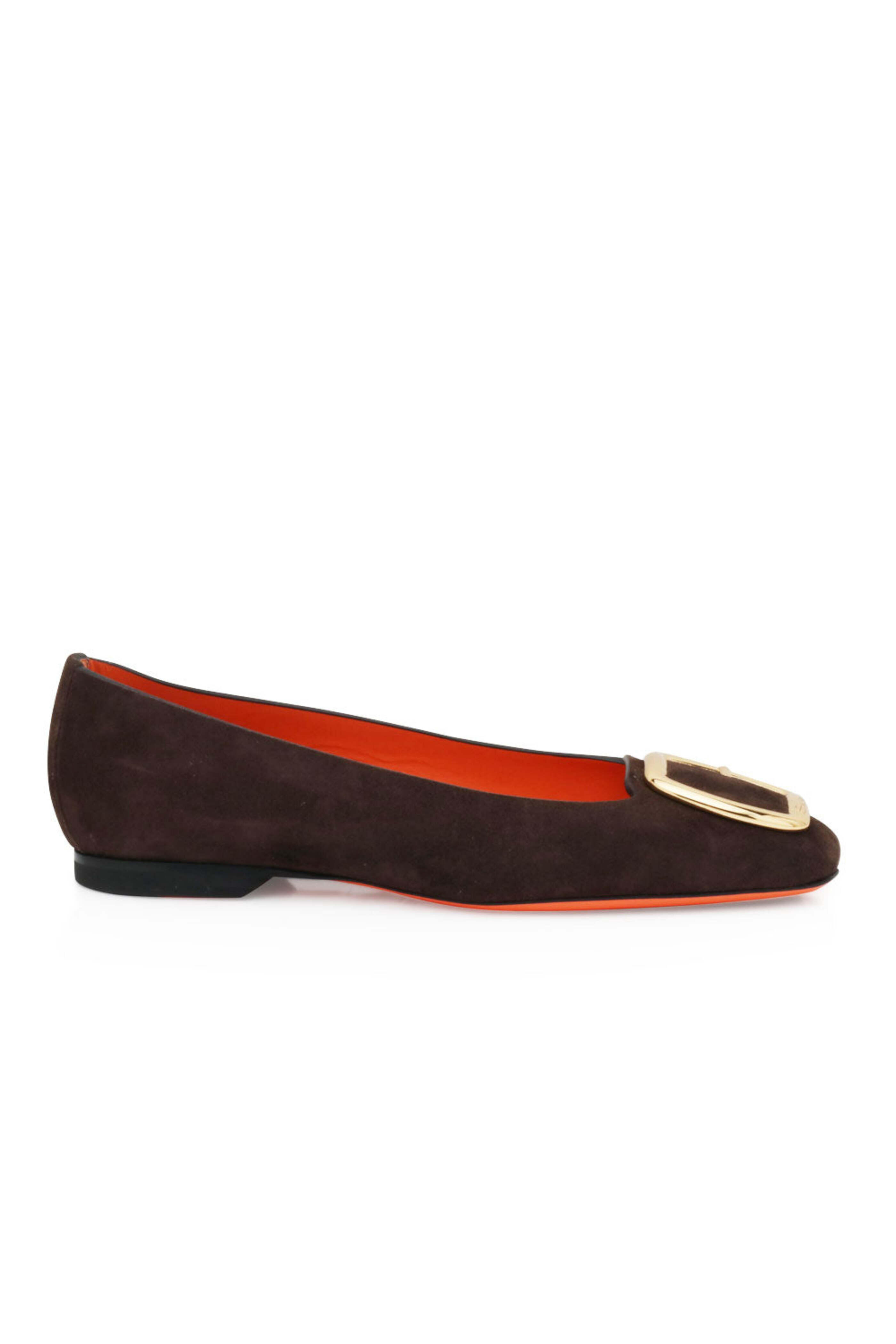 Santoni - Hassie Suede Flat in Brown