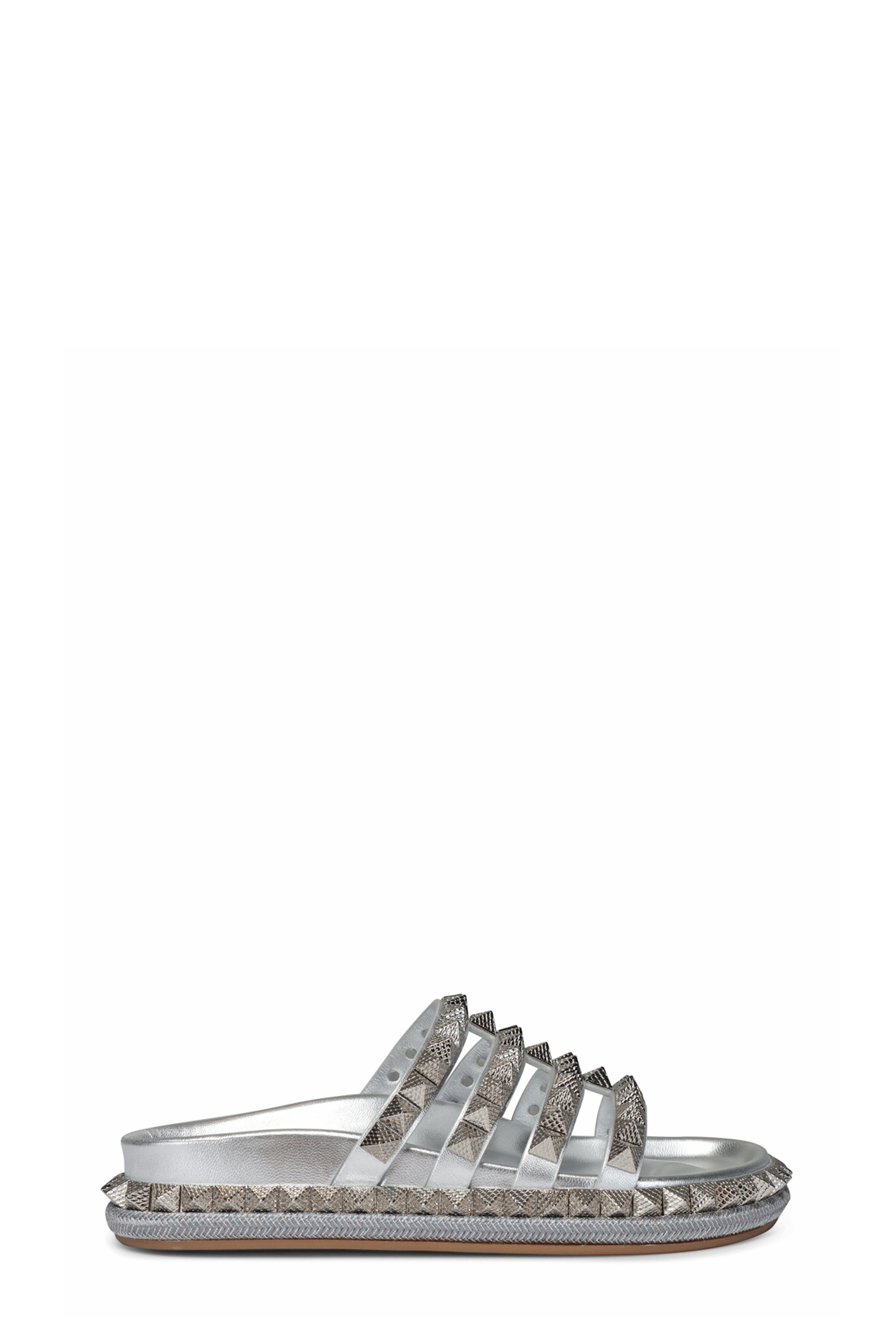 Christian Louboutin - Pyra Hallulila Spike Flat Sandal in Silver