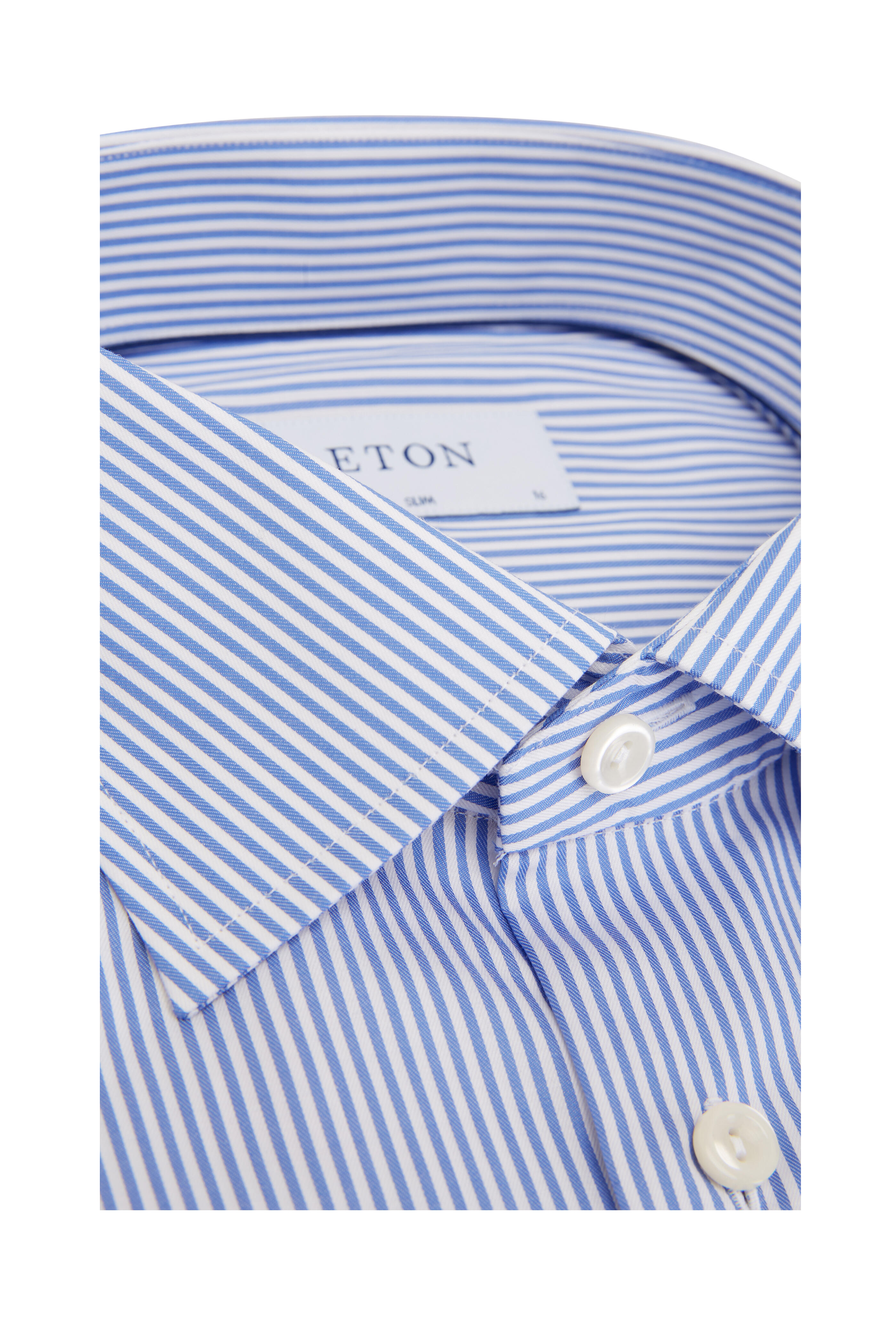 Eton - Royal Blue & White Stripe Dress Shirt | Mitchell Stores