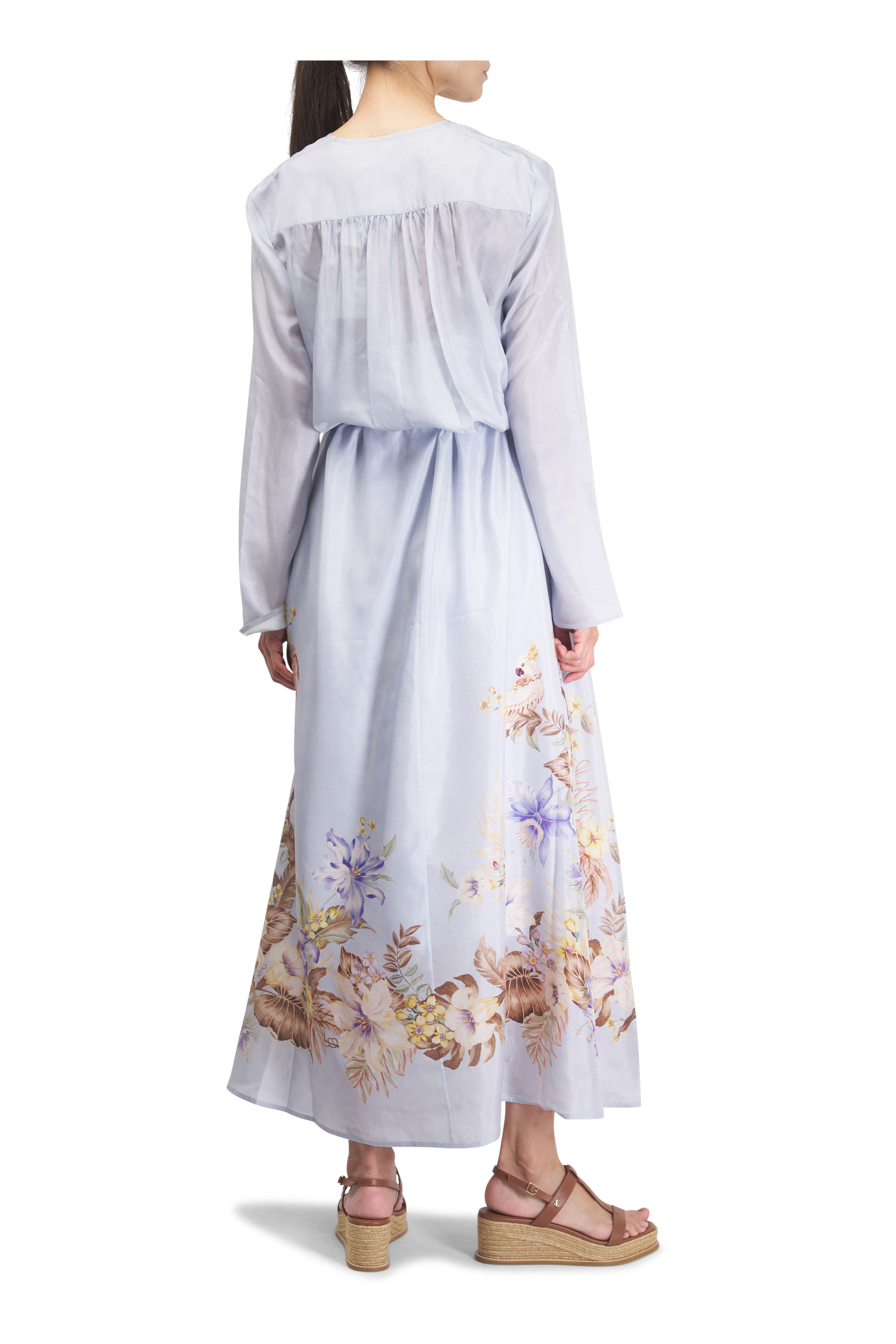 Zimmermann - Coco Billow Powder Blue Floral Print Maxi Dress