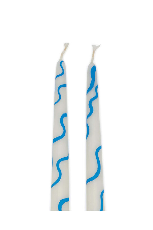 Misette Primary Squiggle Hand Painted Candles in Blue - view 3