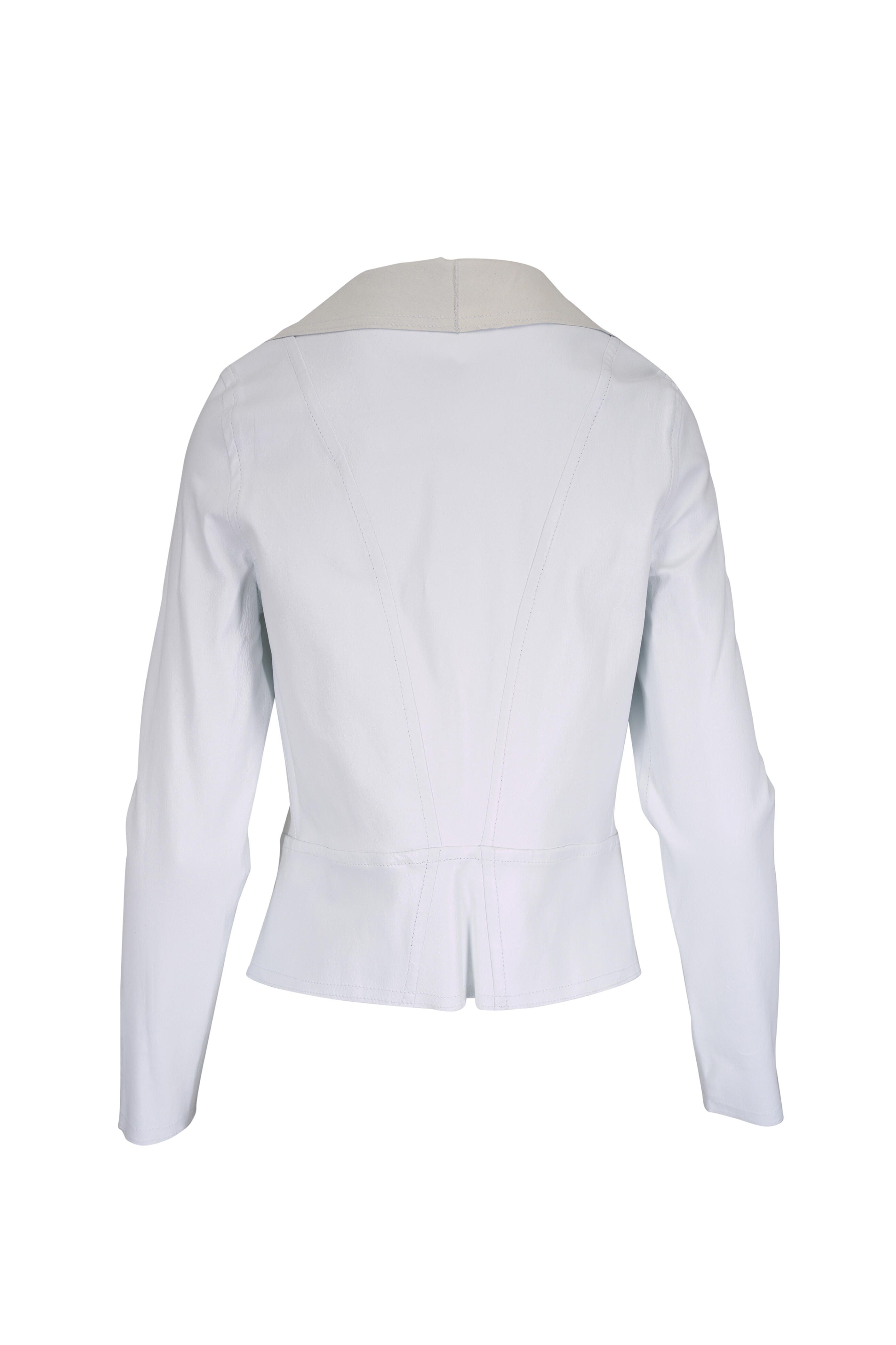 KZ_K Studio - Off White Drape Leather Jacket