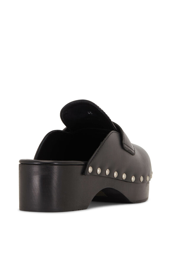 Prada - Black Leather Studded Clog, 45mm