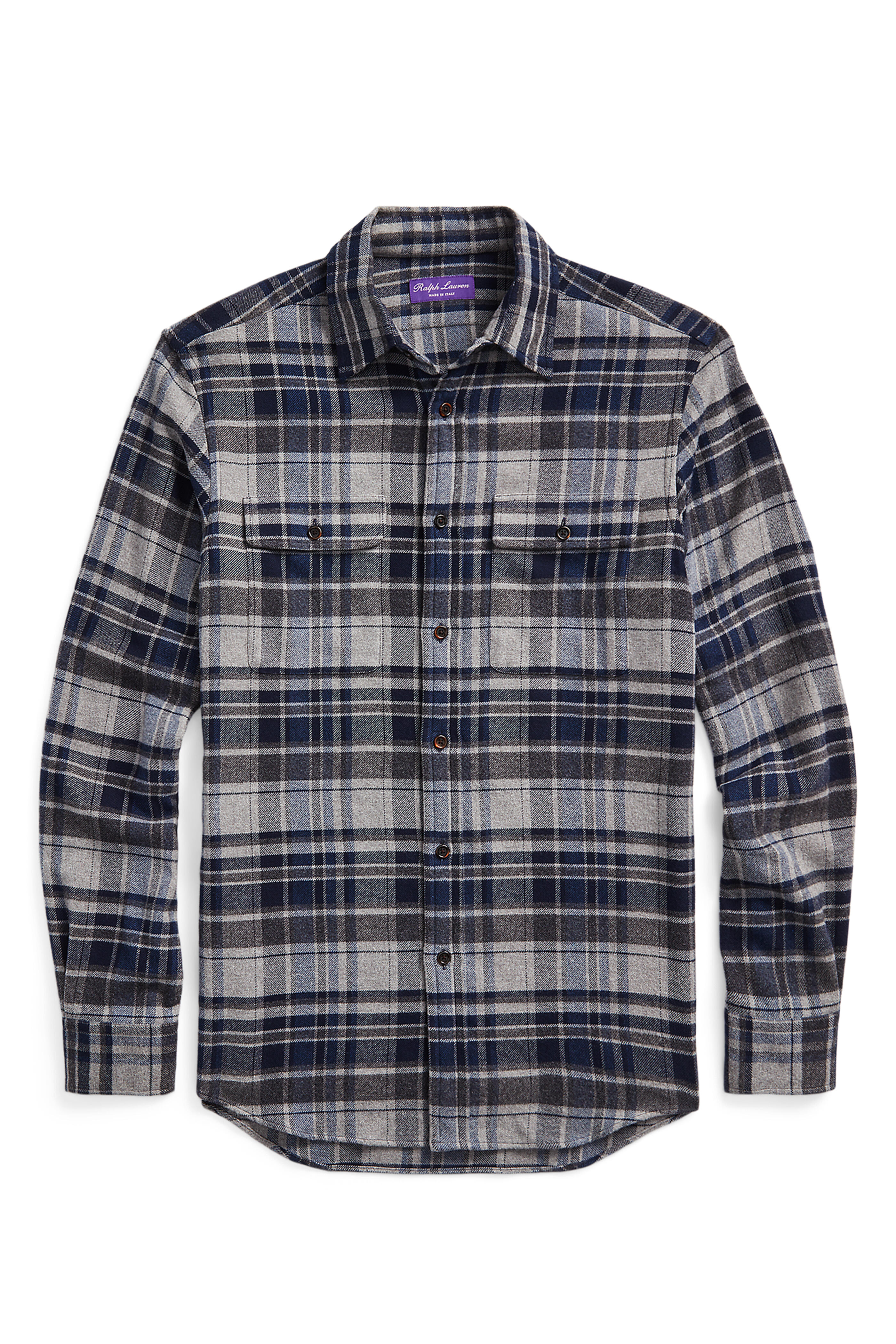 Ralph Lauren Purple Label - Navy & Gray Cotton Flannel Sportshirt