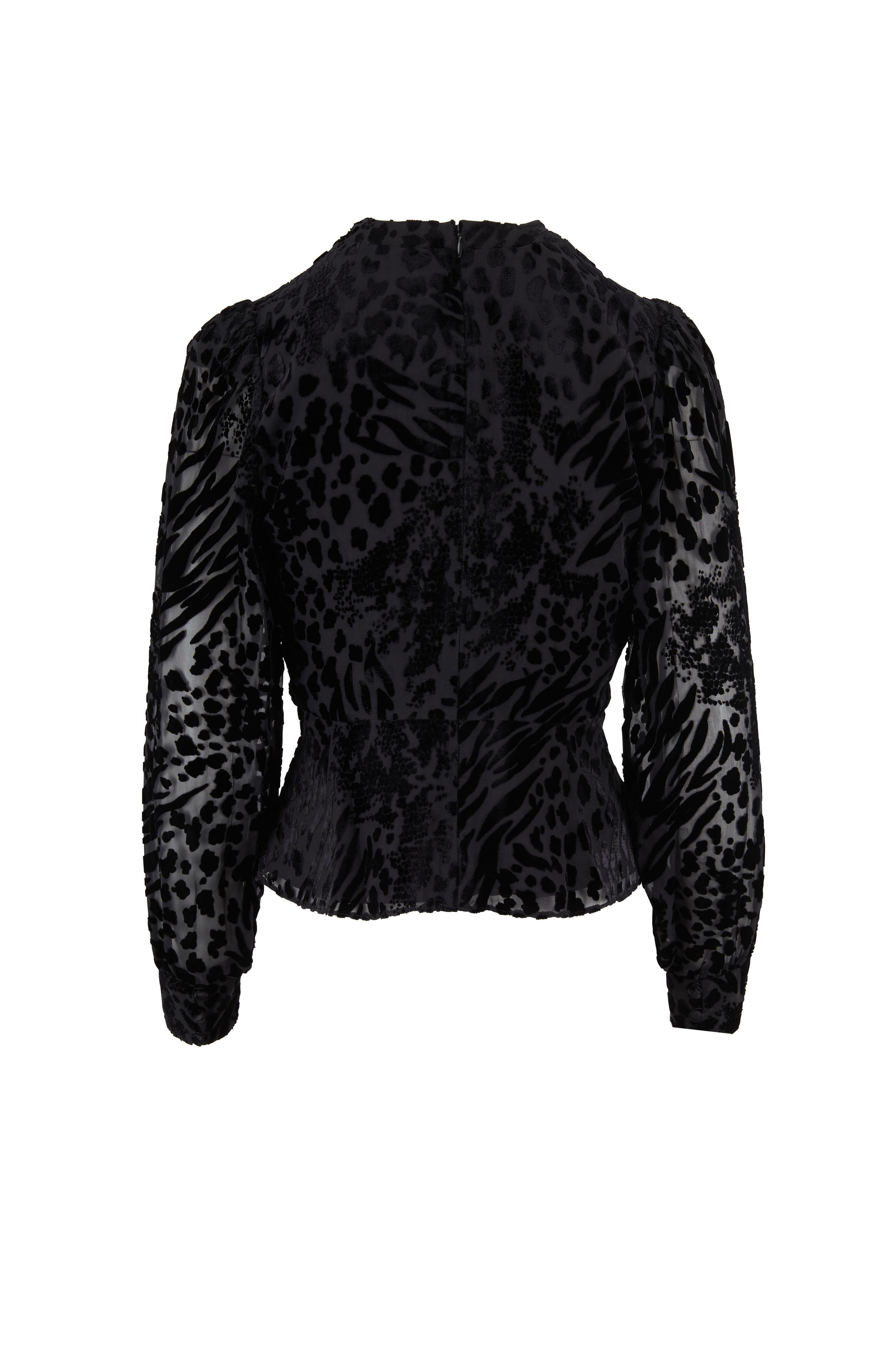 Veronica Beard - Giancomo Black Tonal Velvet Leopard Top
