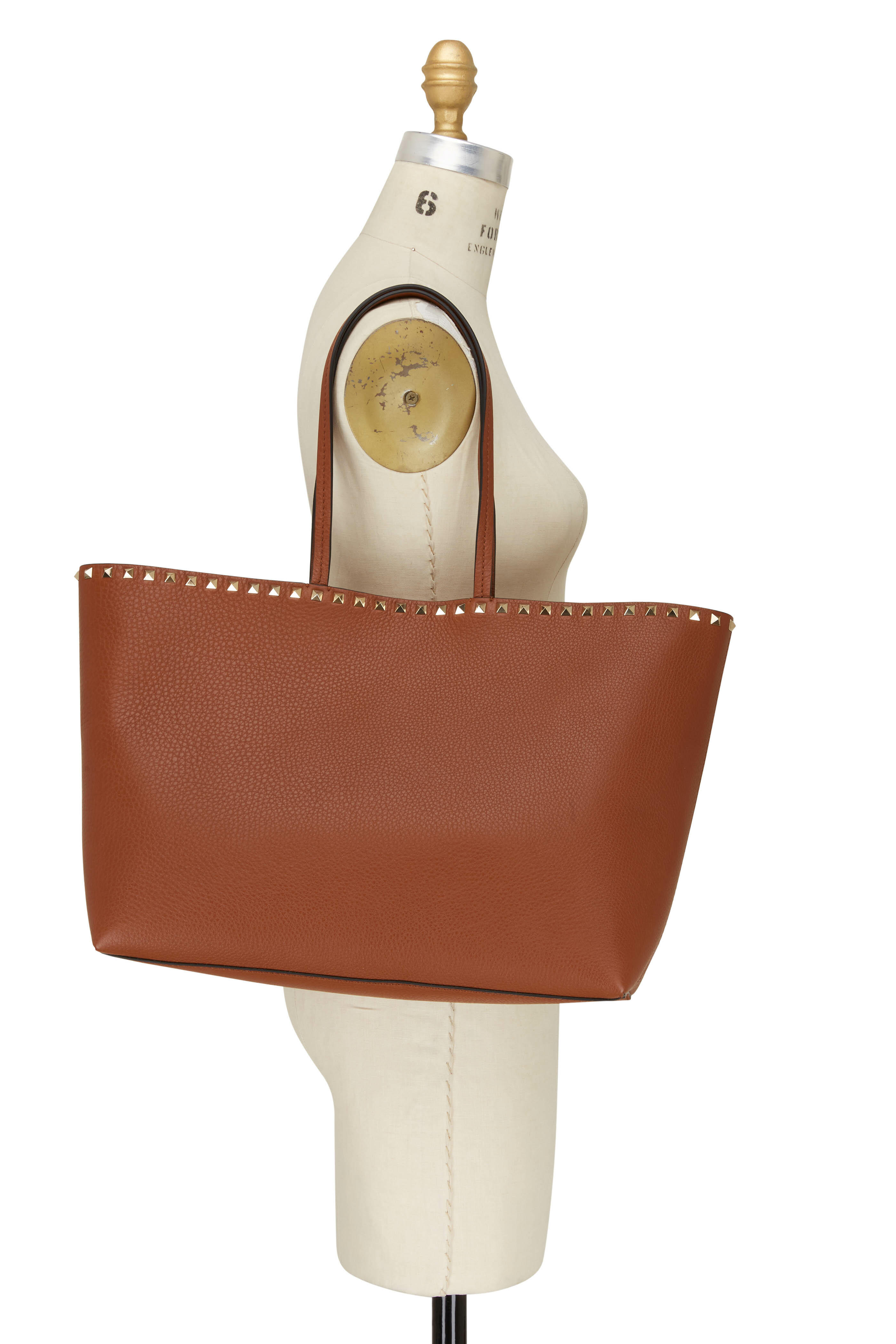 Valentino Garavani - Saddle Tan Leather Rockstud Tote Bag