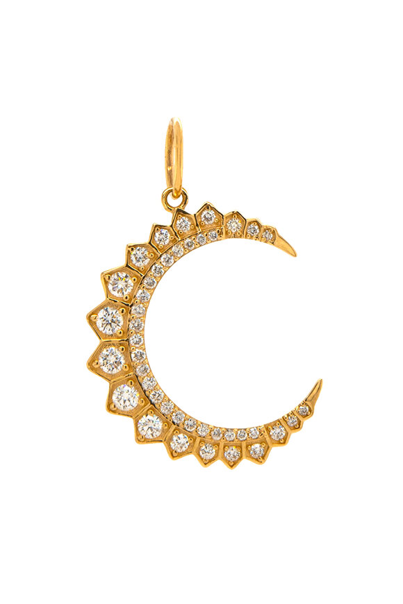 Bridget King 14k Yellow Gold Large Diamond Crescent Pendant - view 1