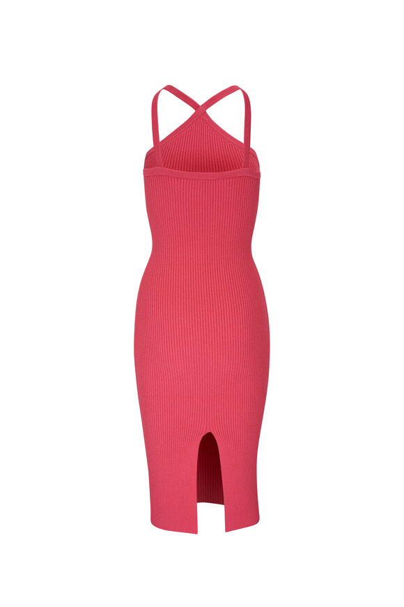 Michael Kors Collection - Azalea Pink Ribbed Criss-Cross Dress 