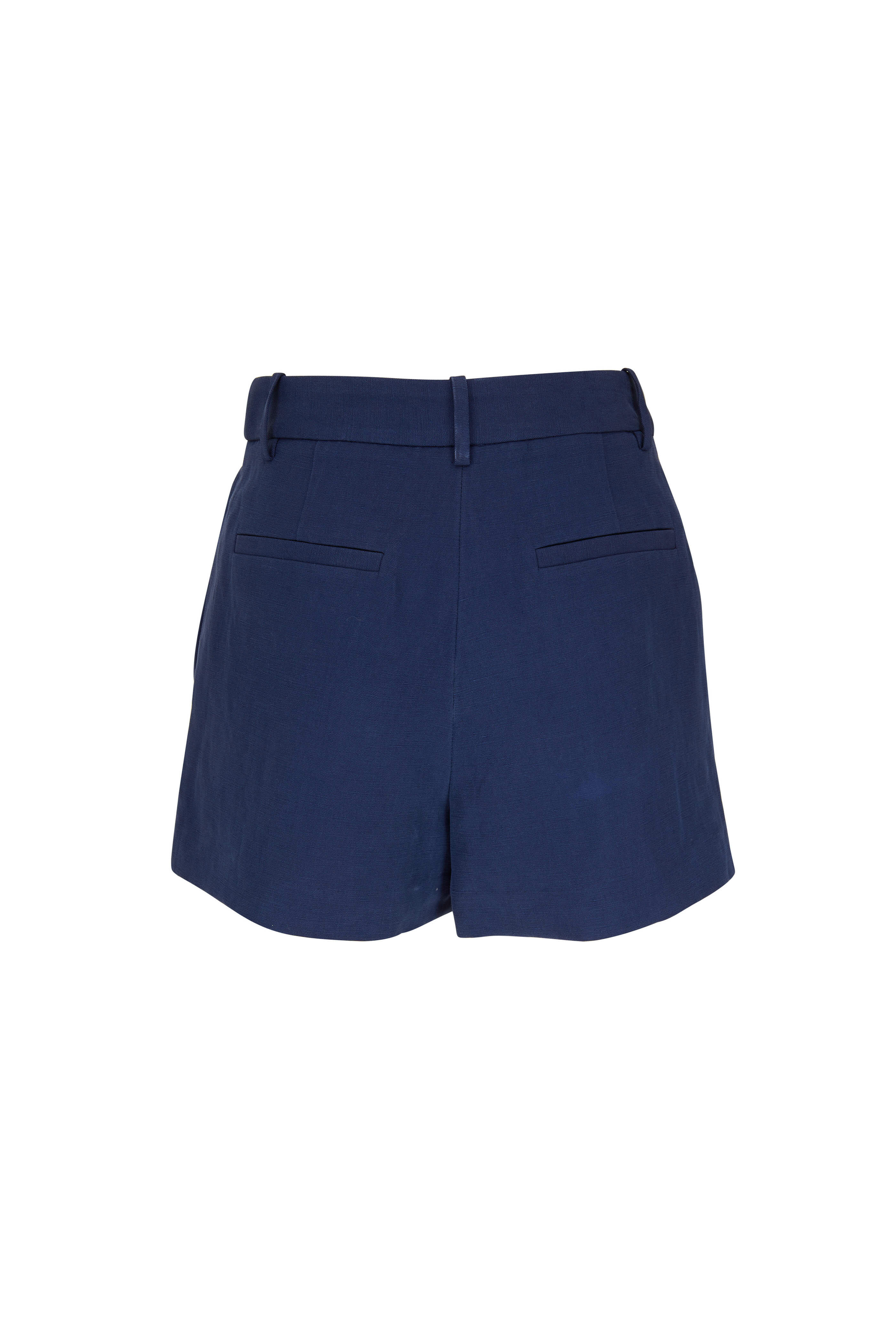 Nili Lotan Beatrice Cobalt Linen Silk Pleated Shorts