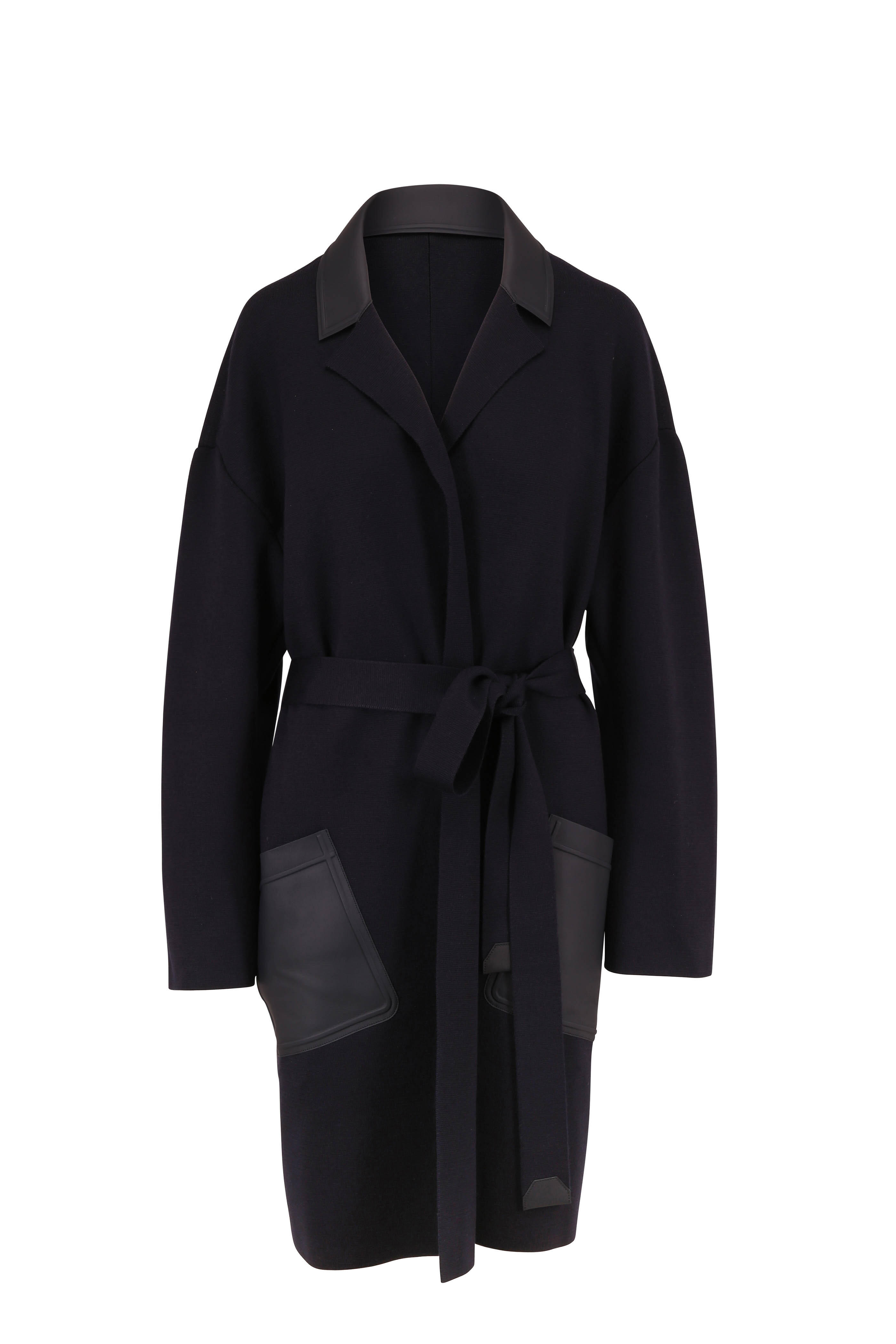 Loro Piana - Navy Saint-Cloud Knit Cashmere Leather Pocket Coat