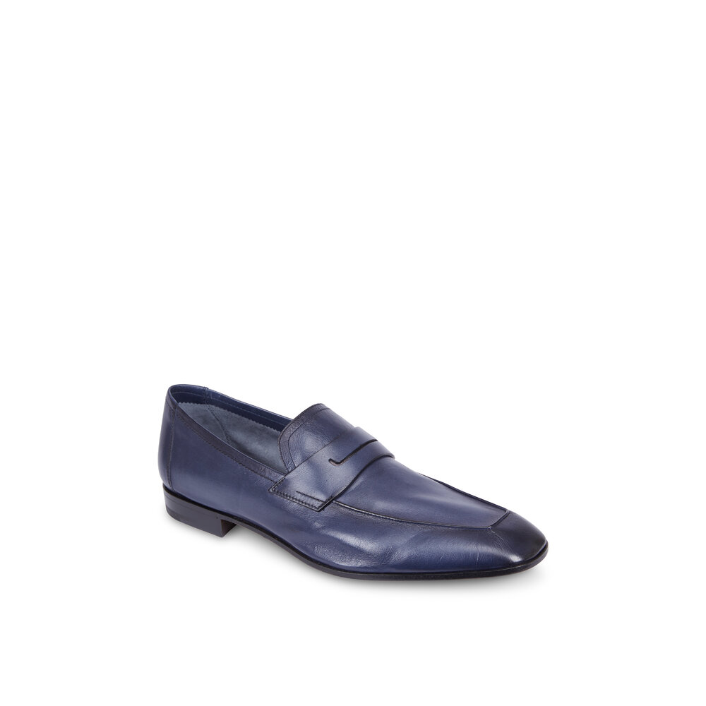 Berluti - Lorenzo Rimini Navy Blue Kangaroo Leather Loafer