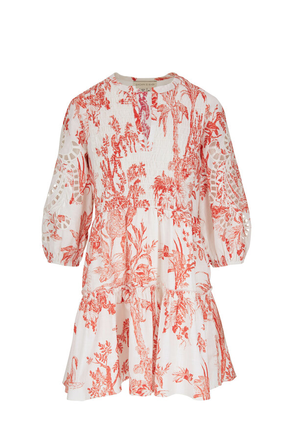 Sachin + Babi - Coco Red & Ivory Toile Print Mini Dress