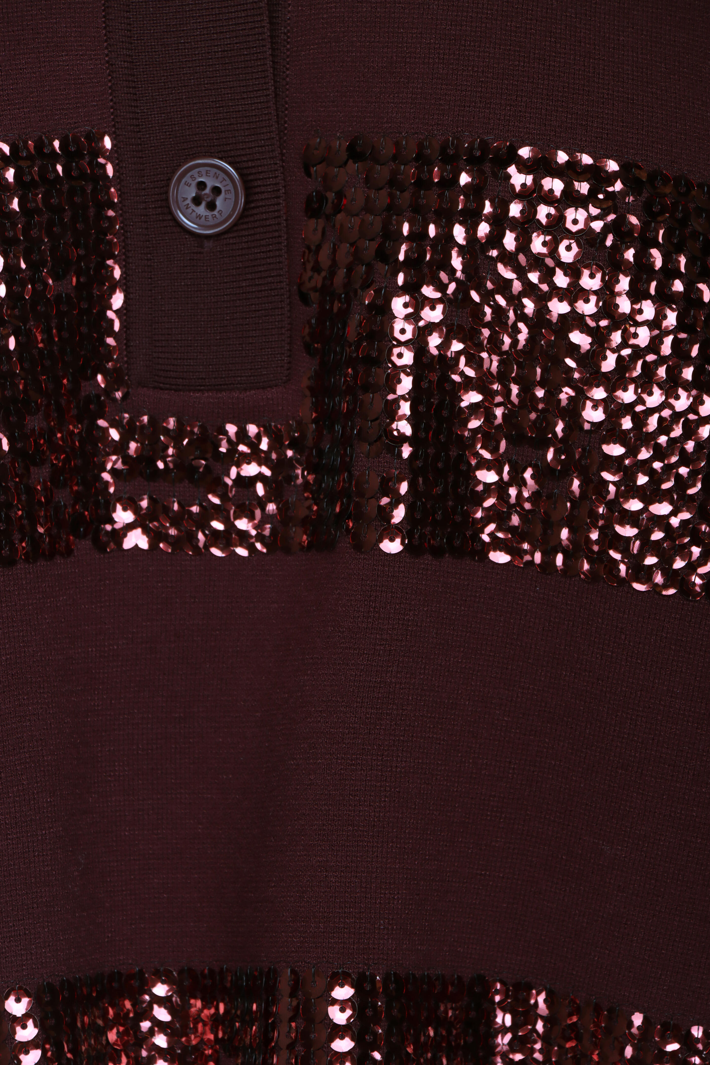 Essentiel Antwerp - Illuminati Burgundy Sequin Stripe Polo