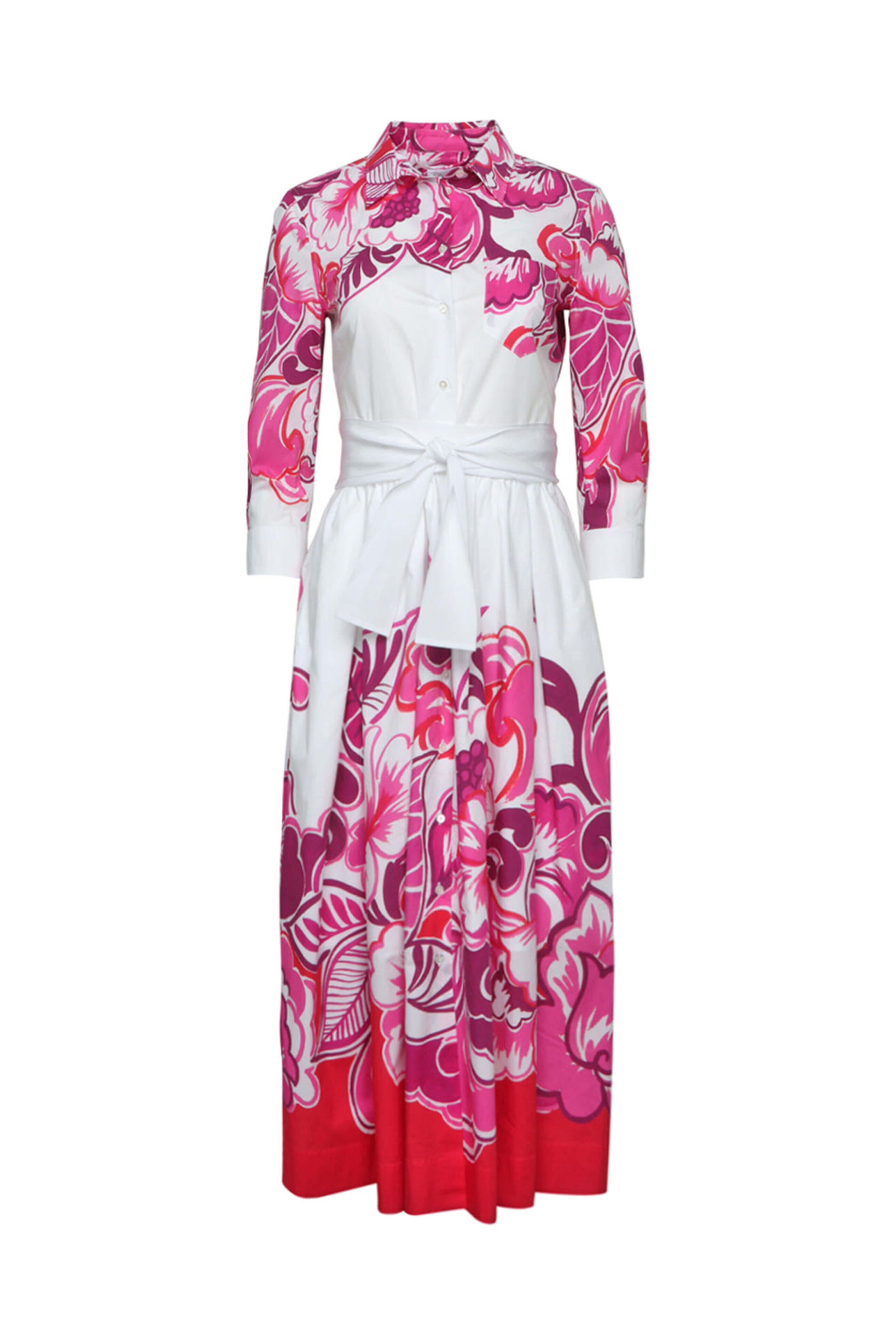 Sara Roka - Pink Flora Belted Nidina Shirtdress | Mitchell