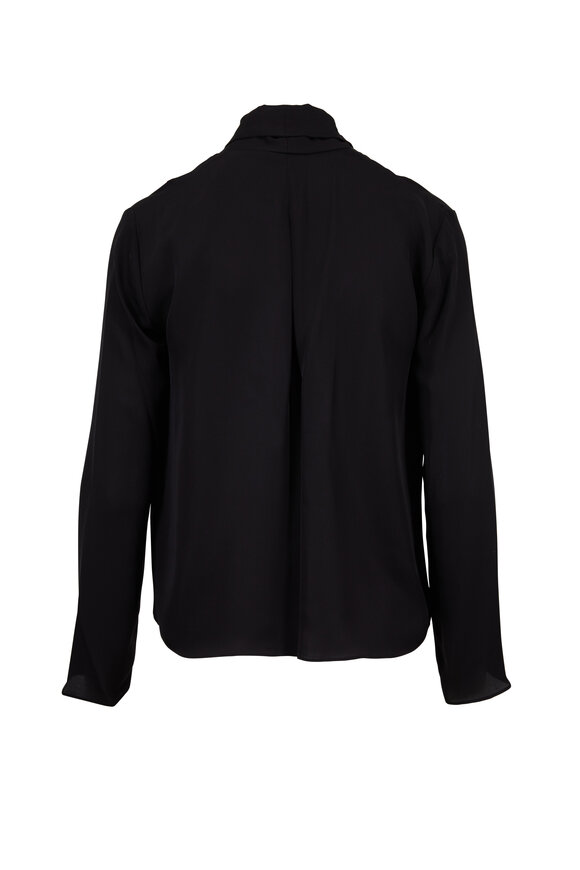 Vince - Black Silk Drape Neck Blouse