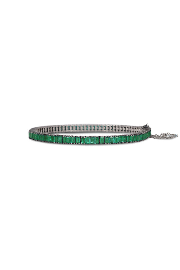 Nam Cho 18k White Gold Emerald Tennis Bracelet