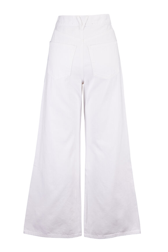Veronica Beard Taylor White Cropped Wide-Leg Jean - view 2