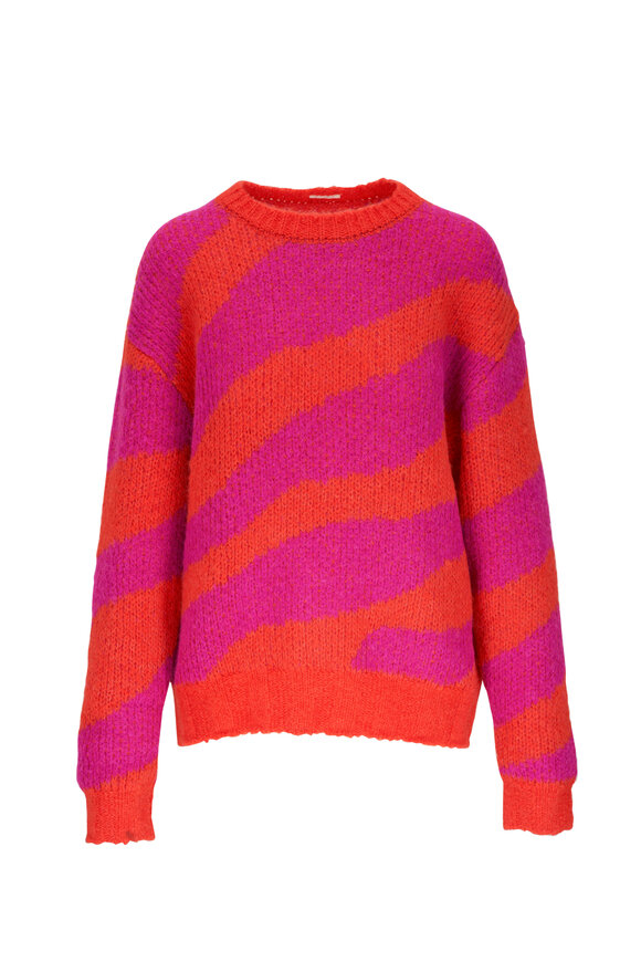Mother The Biggie Orange & Pink Zebra Print Sweater
