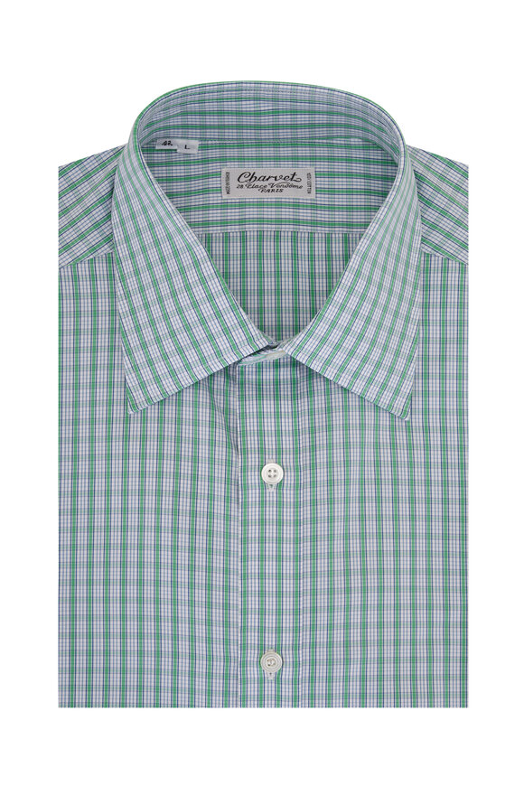 Charvet - Green & Gray Check Cotton Sport Shirt