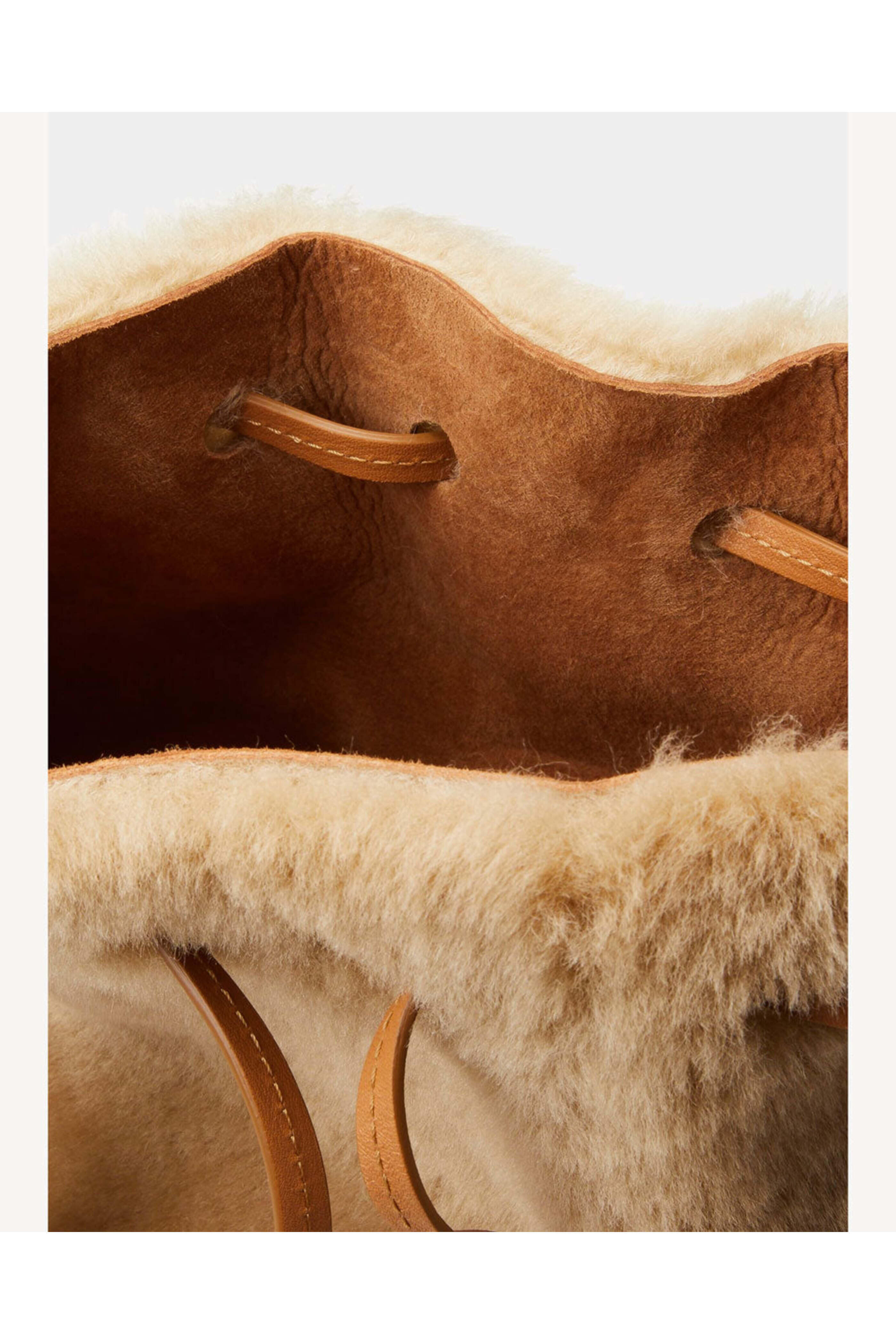 Mansur Gavriel - Mini Bucket Bag in Caramel Natural Shearling