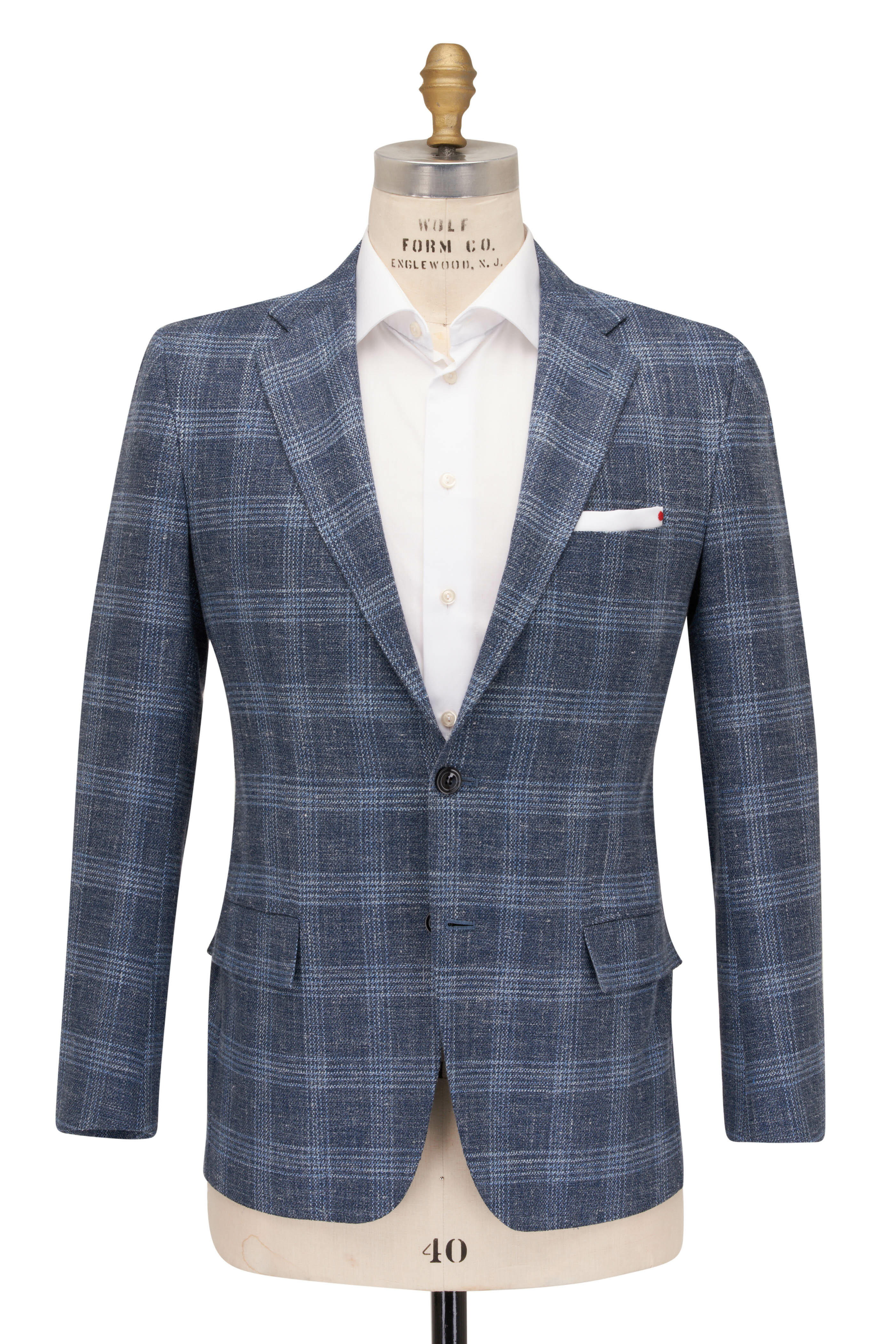 Kiton - Denim & Grey Plaid Sportcoat | Mitchell Stores