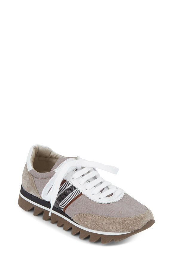 Brunello Cucinelli - Desert Monili & Ribbon Trim Sneaker