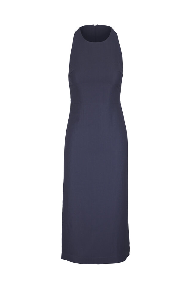 Scanlan Theodore - Navy Blue Crepe Knit Bodycon Dress