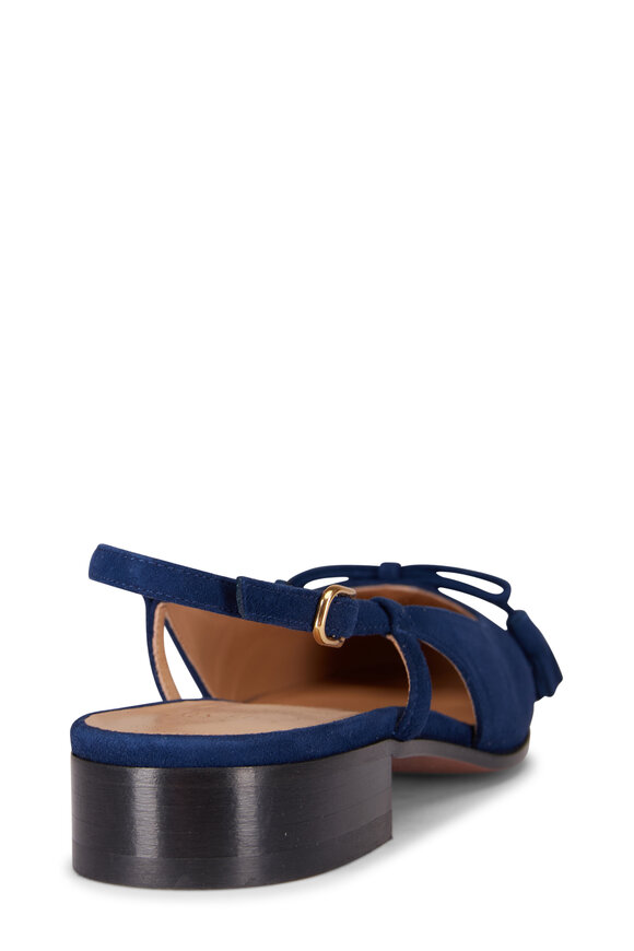 Valentino Garavani Valet Du Roi Blue Slingback Ballerina Flat - view 3