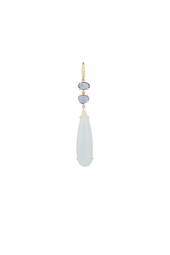 Lauren K Sapphire & Aquamarine Drop Earrings - view 2